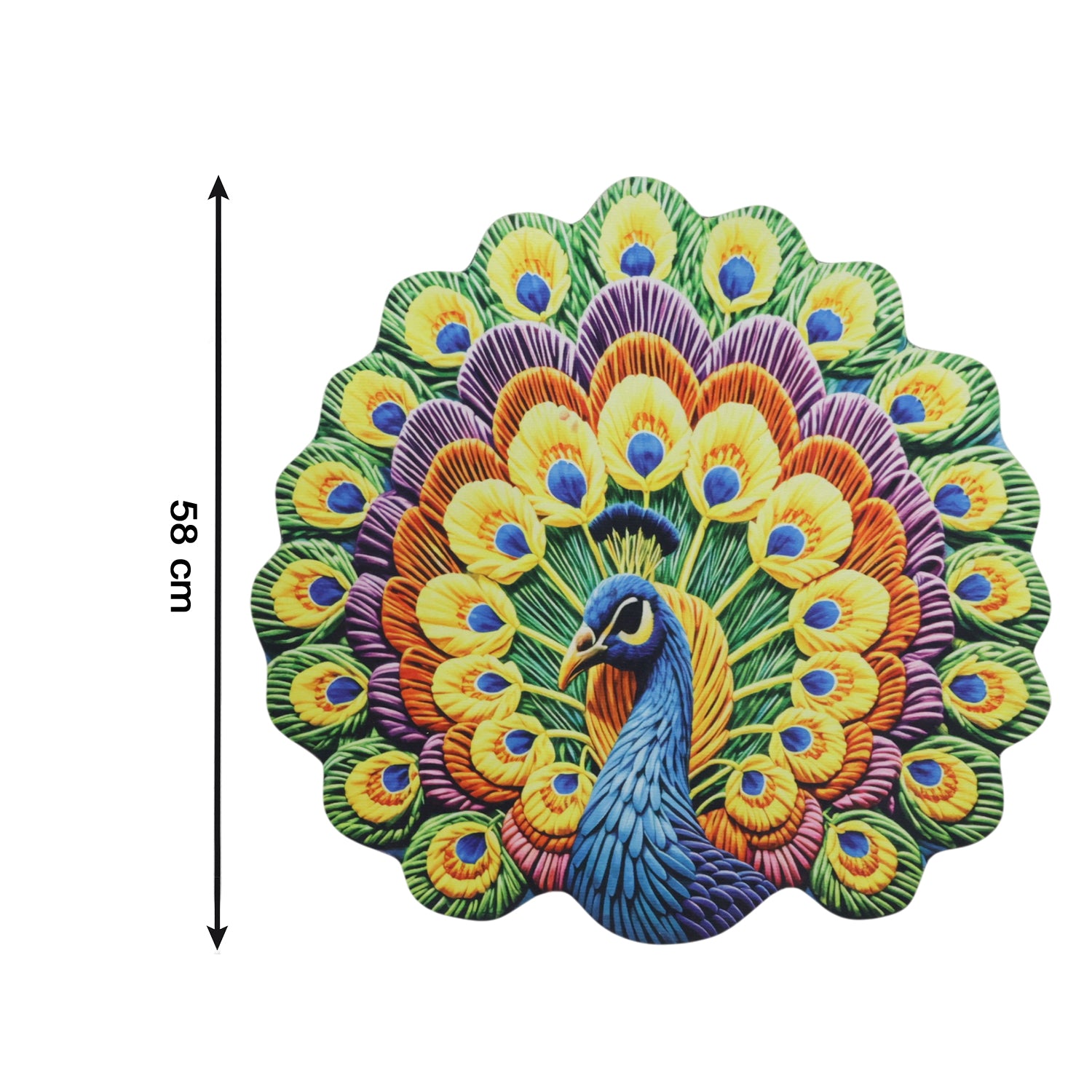 Peacock Design Decorative Floor Mat 1 Pc 58x58 Cm