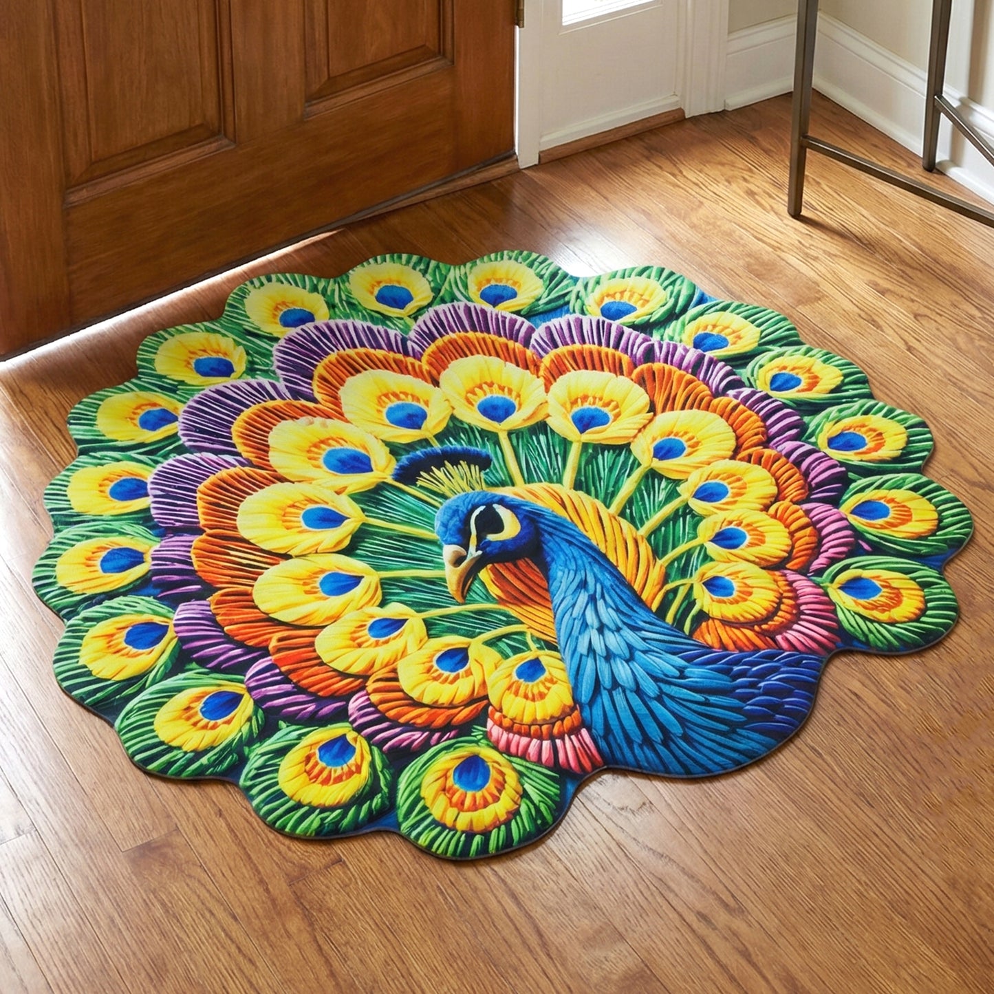 Peacock Design Decorative Floor Mat 1 Pc 58x58 Cm